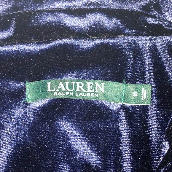 Ralph Lauren Velvet Full Length Robe House Coat w Crest Full Zip Navy Sz Small - Picture 11 of 12